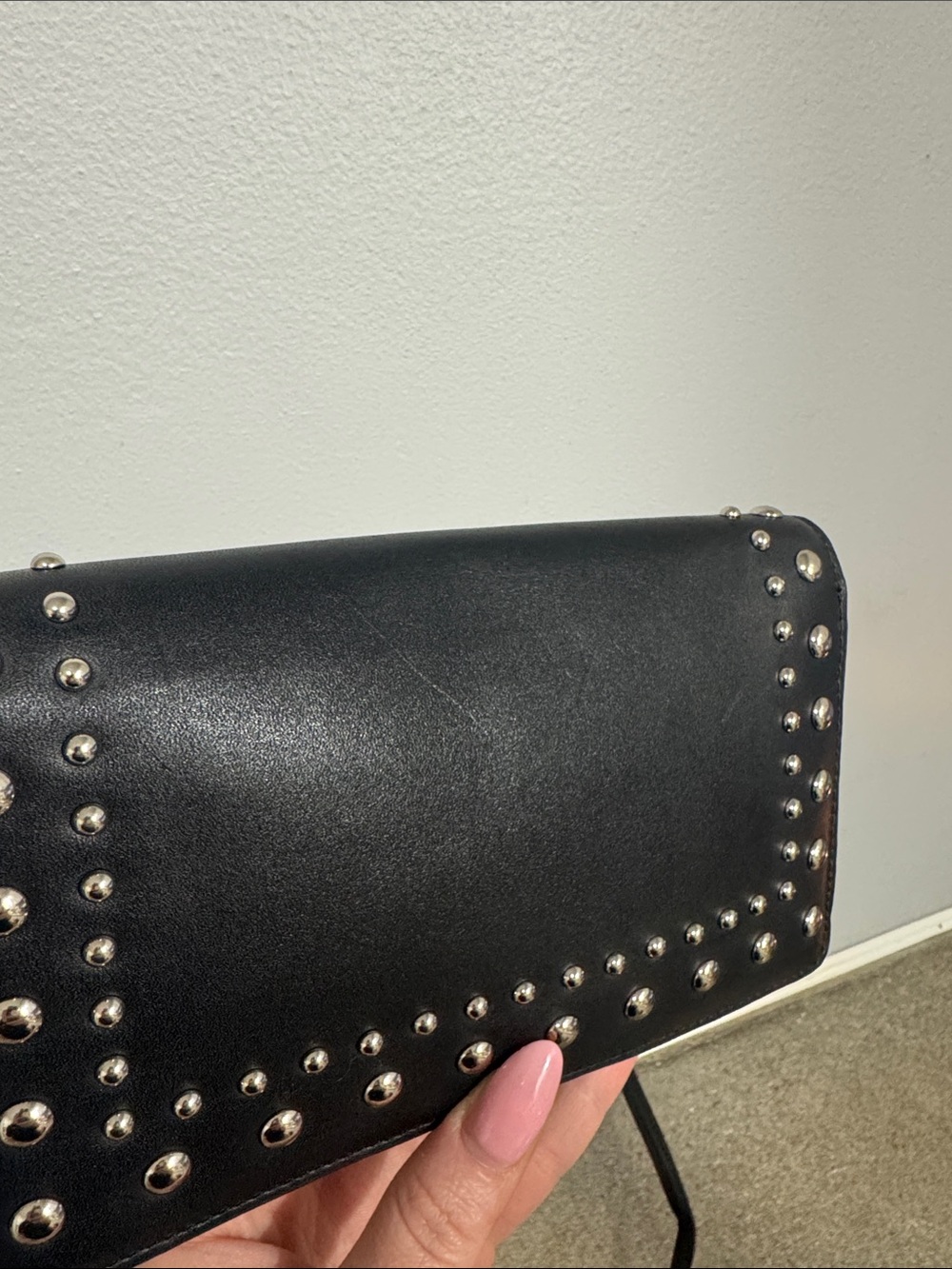 Coach 1941 Western Rivets Foldover Crossbody Wallet Black Studded Leather Bag - Picture 5 of 14